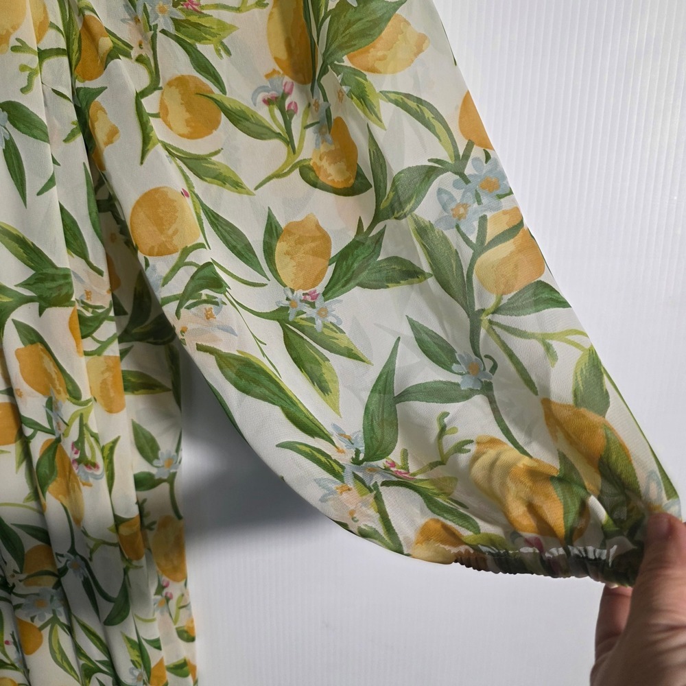 Ashley Stewart Lemon Print Cold Shoulder Dress Plus Size 30/32 NWT White Yellow - Picture 11 of 12